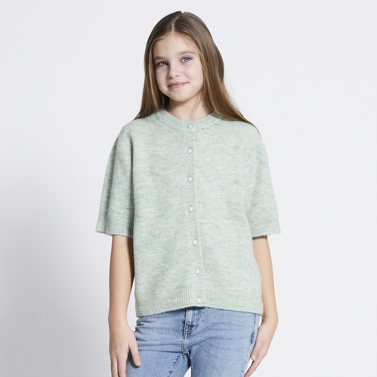Basic Knit Short Sleeve Cardigan "Margot star" Light Green